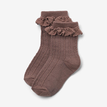 Wheat Main Ullsprikletstrømper Nora Socks/Tights 3008 shadow brown