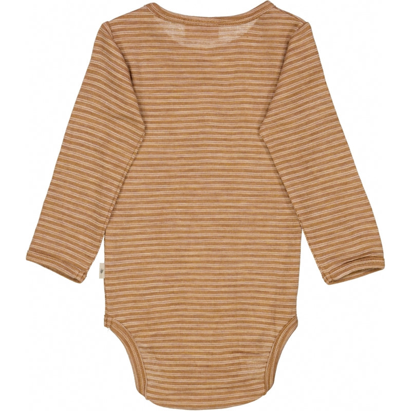 Wheat Wool Body Plain Ull LS Underwear/Bodies 3515 clay melange wool stripe