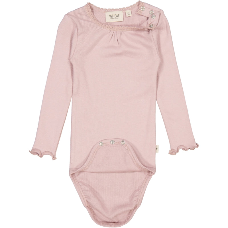 Wheat Body Rib Lace LS Underwear/Bodies 2433 powder rose 