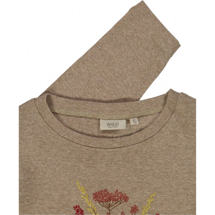 Wheat Genser Blomsterbukett Jersey Tops and T-Shirts 3204 khaki melange