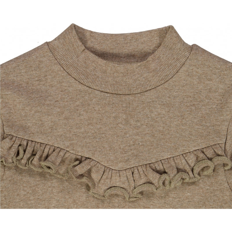 Wheat Genser Volang Ribbet Jersey Tops and T-Shirts 3204 khaki melange