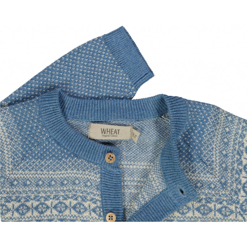 Wheat Jacquard Cardigan Jeppe Knitted Tops 9085 bluefin melange