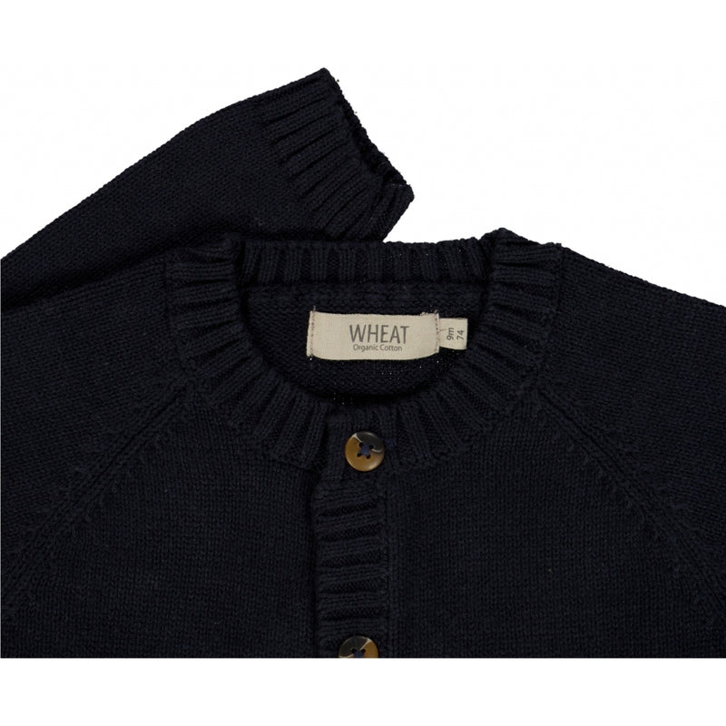 Wheat Klassisk Strikket Cardigan Knitted Tops 1378 midnight blue