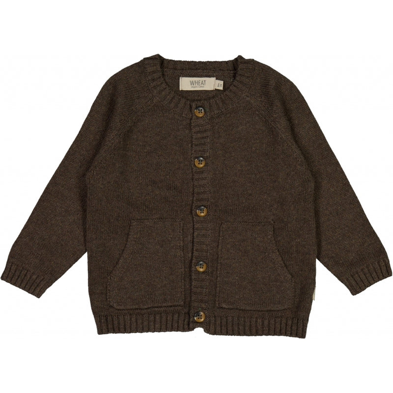 Wheat Klassisk Strikket Cardigan Knitted Tops 3015 brown melange