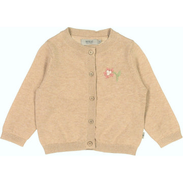 Wheat Main Knit Cardigan Suzy Embroidery Knitted Tops 9203 cartouche melange