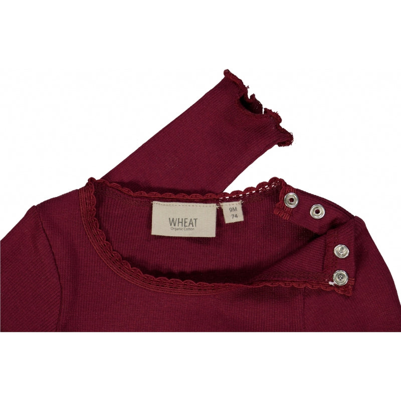 Wheat Langermet Blonde Ribbestrikket Genser Jersey Tops and T-Shirts 2390 red plum