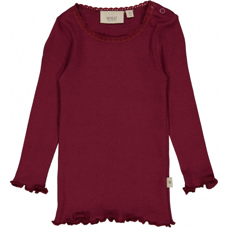 Wheat Langermet Blonde Ribbestrikket Genser Jersey Tops and T-Shirts 2390 red plum
