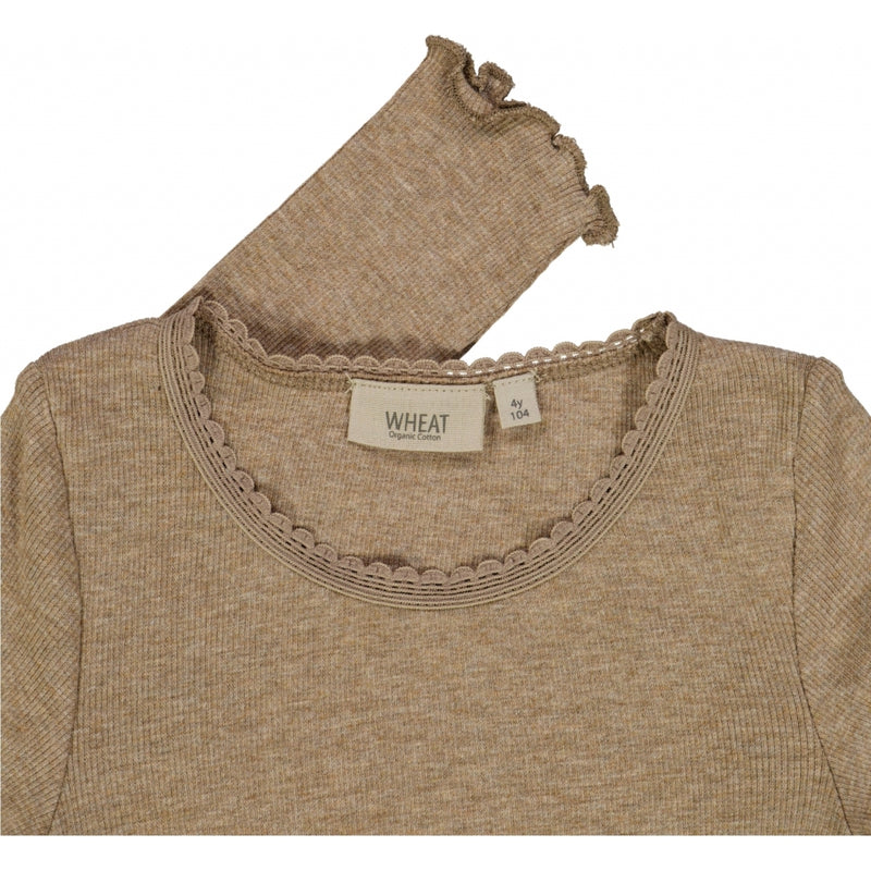 Wheat Langermet Blonde Ribbet Genser Jersey Tops and T-Shirts 3204 khaki melange