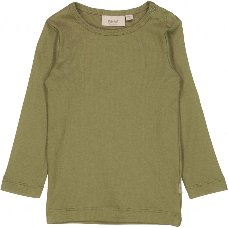 Wheat Langermet Ribbestrikket Genser Jersey Tops and T-Shirts 4099 winter moss