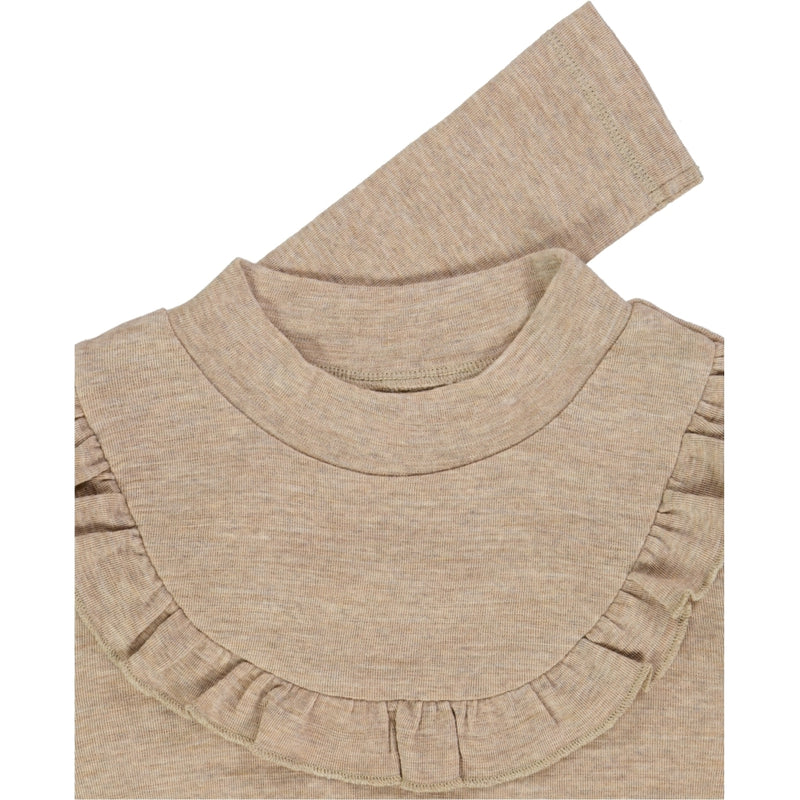 Wheat Wool Langermet Volang Genser Ull Jersey Tops and T-Shirts 3204 khaki melange