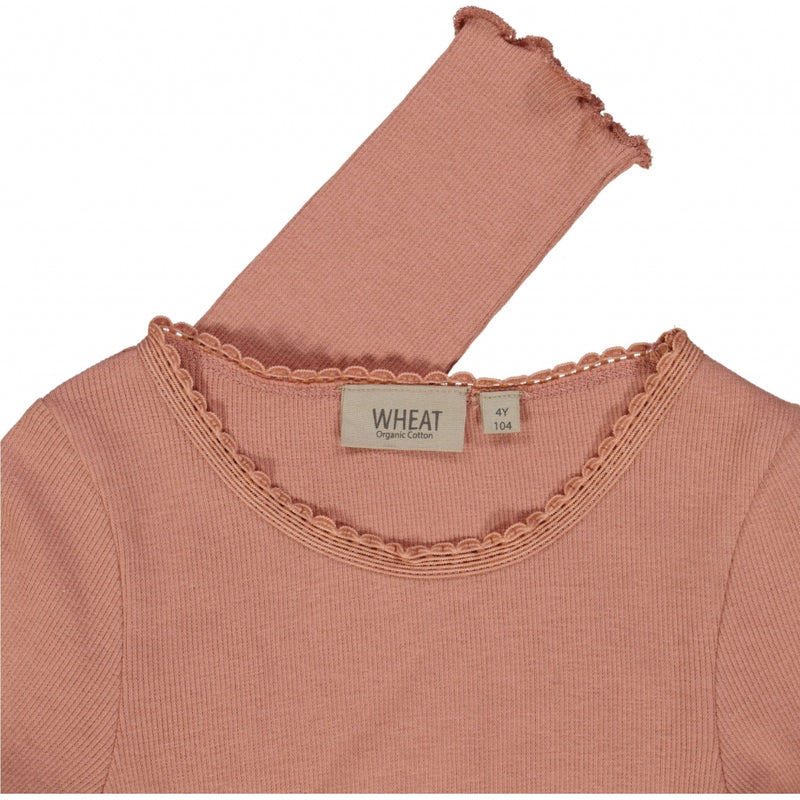 Wheat Rib T-Shirt Lace LS Jersey Tops and T-Shirts 3045 cameo brown