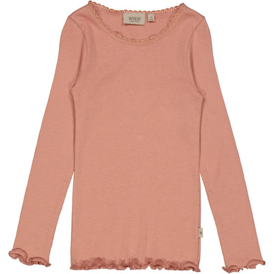 Wheat Rib T-Shirt Lace LS Jersey Tops and T-Shirts 3045 cameo brown