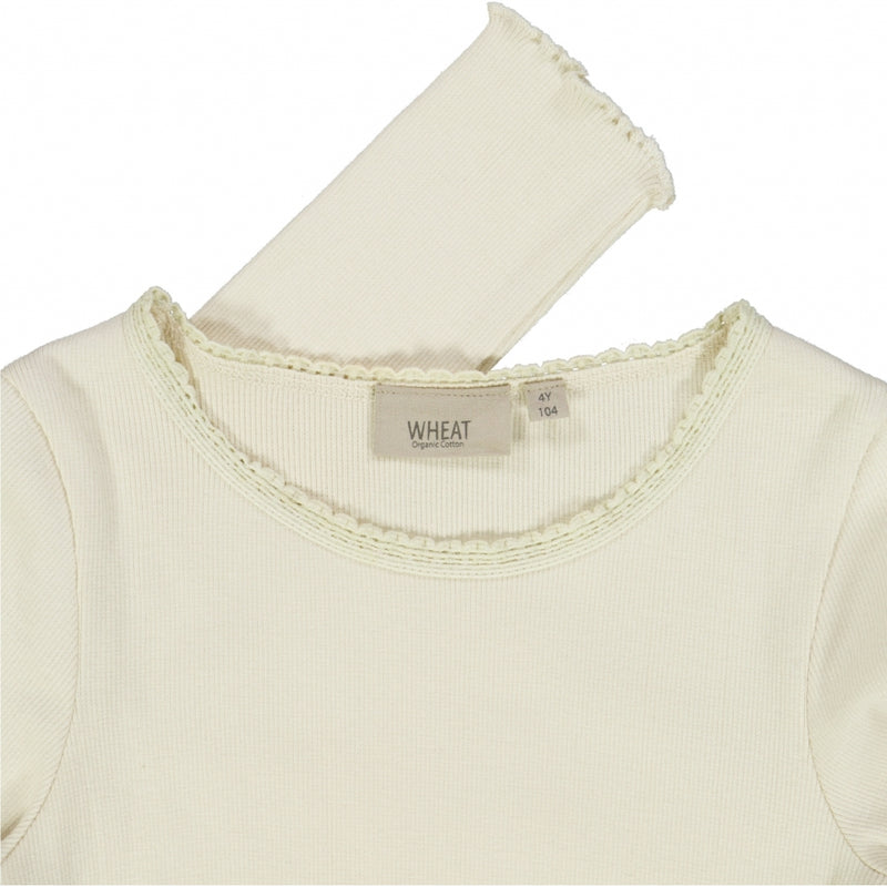 Wheat Rib T-Shirt Lace LS Jersey Tops and T-Shirts 3129 eggshell 