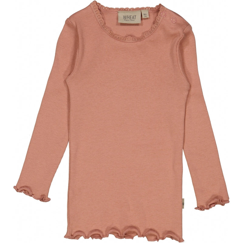 Wheat Rib T-Shirt Lace LS Jersey Tops and T-Shirts 3045 cameo brown