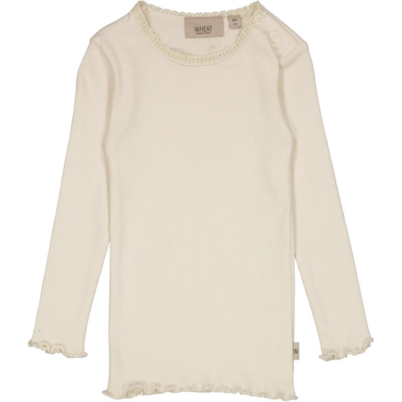 Wheat Rib T-Shirt Lace LS Jersey Tops and T-Shirts 3129 eggshell 