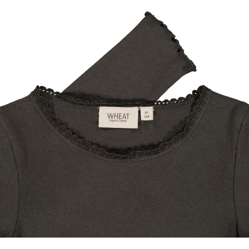 Wheat Rib T-skjorte Blonder LS Jersey Tops and T-Shirts 0033 black granite