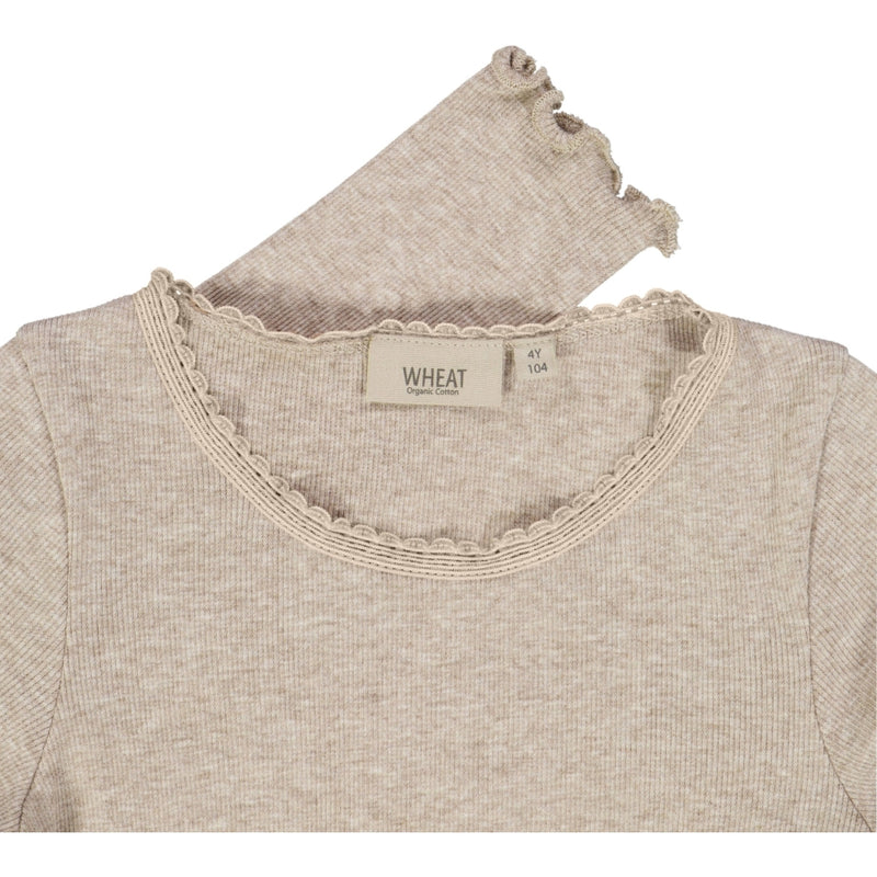 Wheat Rib T-skjorte Blonder LS Jersey Tops and T-Shirts 0072 gravel melange