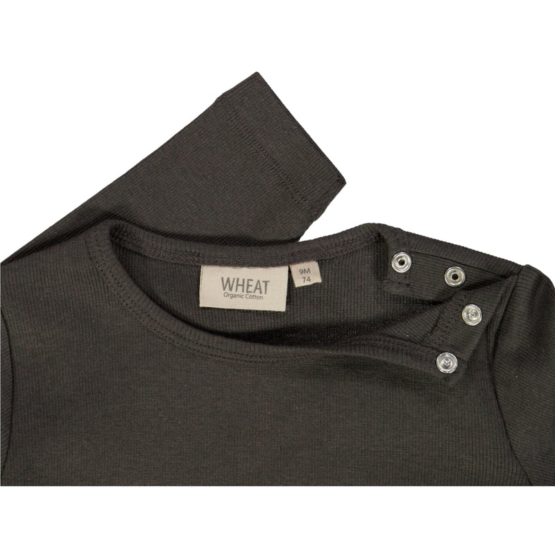 Wheat  Rib T-skjorte LS Jersey Tops and T-Shirts 0033 black granite