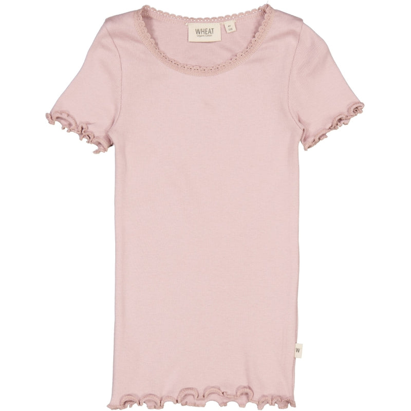 Wheat Ribbet T-skjorte Lace SS Jersey Tops and T-Shirts 2433 powder rose 