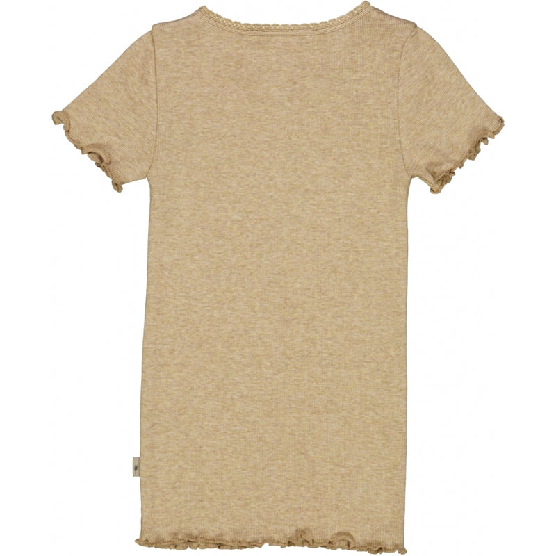 Wheat Ribbet T-skjorte Lace SS Jersey Tops and T-Shirts 5410 dark oat melange
