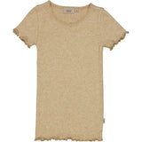 Wheat Ribbet T-skjorte Lace SS Jersey Tops and T-Shirts 5410 dark oat melange