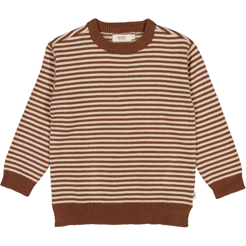 Wheat Strikket Genser Morgan Knitted Tops 3525 dry clay stripe