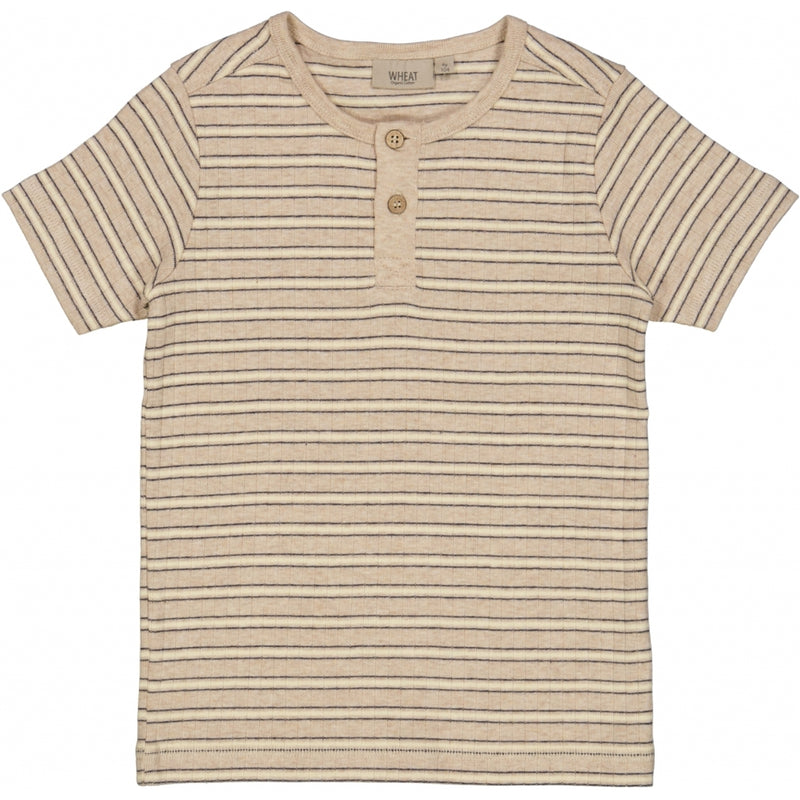 Wheat T-skjorte Bertram Jersey Tops and T-Shirts 5414 oat melange stripe