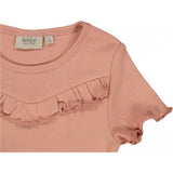Wheat T-skjorte Rib Ruffle SS Jersey Tops and T-Shirts 3045 cameo brown