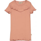 Wheat T-skjorte Rib Ruffle SS Jersey Tops and T-Shirts 3045 cameo brown