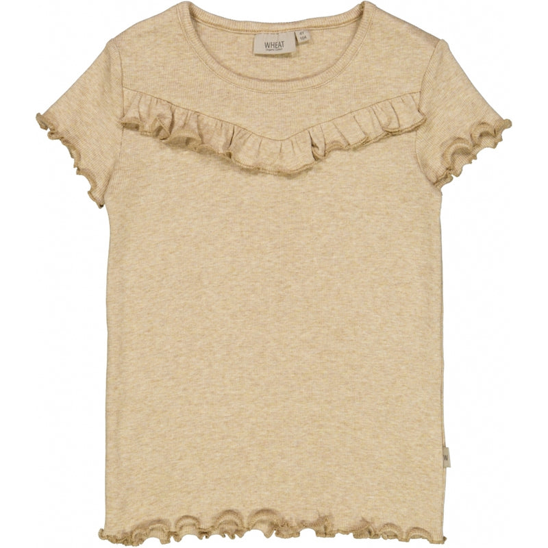 Wheat T-skjorte Rib Ruffle SS Jersey Tops and T-Shirts 5410 dark oat melange