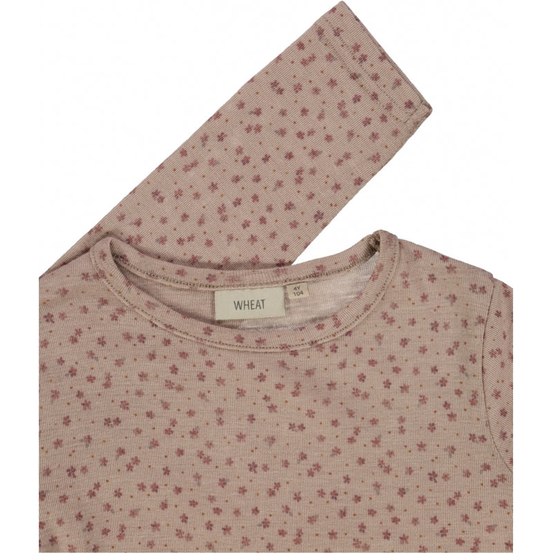 Wheat Wool Ull T-skjorte LS Jersey Tops and T-Shirts 2279 flower dots