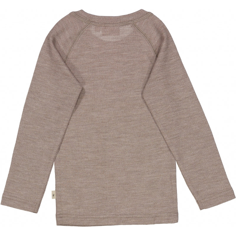 Wheat Wool Ull T-skjorte LS Jersey Tops and T-Shirts 3211 grey khaki melange