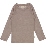 Wheat Wool Ull T-skjorte LS Jersey Tops and T-Shirts 3211 grey khaki melange